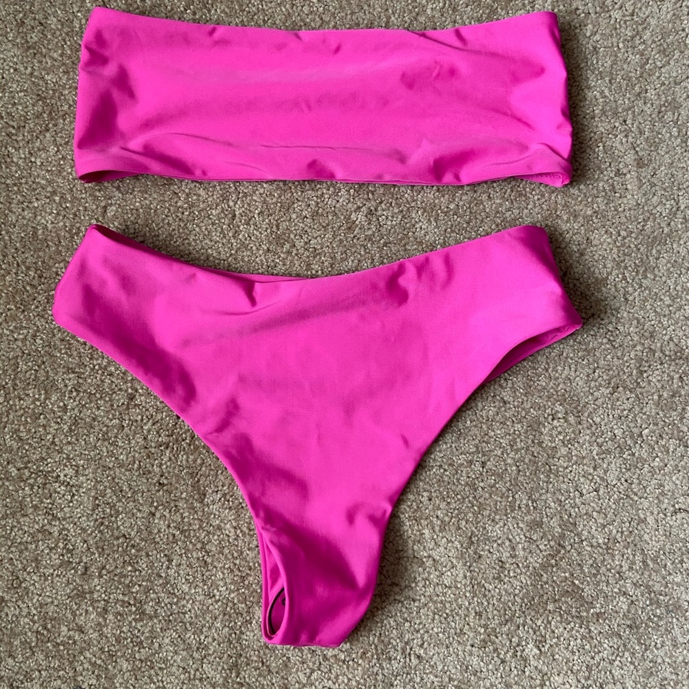 High rise hot pink bikini
